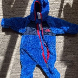 blue & red north face one-piece